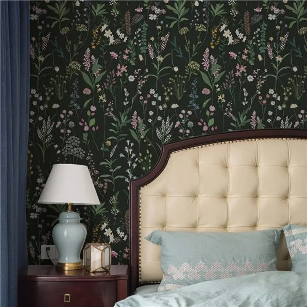 Floral Peel and Stick Wallpaper Dark Wildflower Contact Paper for Walls Decor